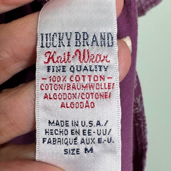 Vintage Lucky Brand Purple Boho Hippie Blouse Top Tunic Size Medium - Picture 8 of 11